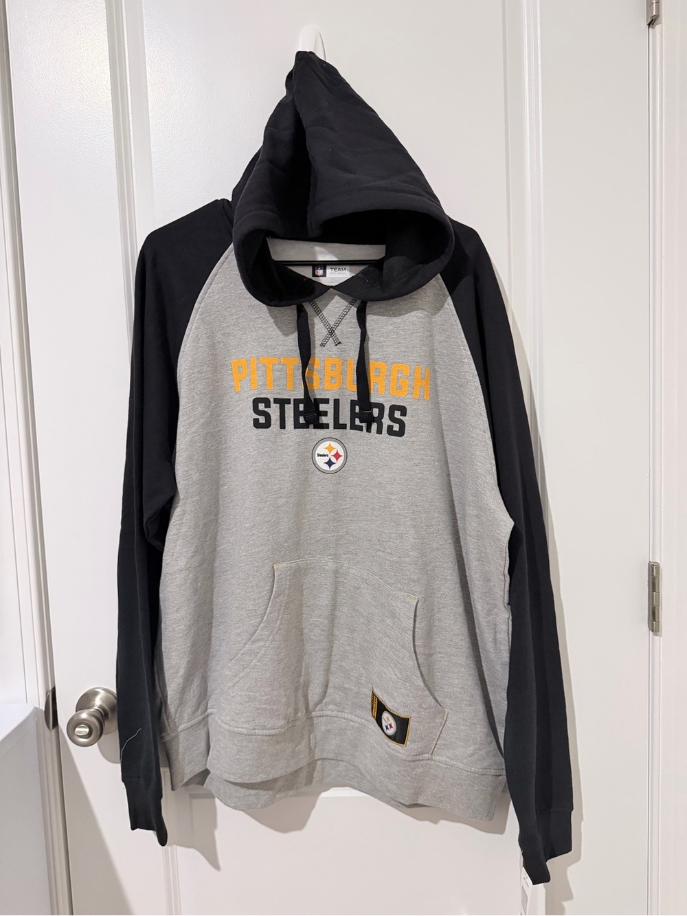 NFL Pittsburgh Steelers Gray & Black Pullover Hoodie with Gold Logo